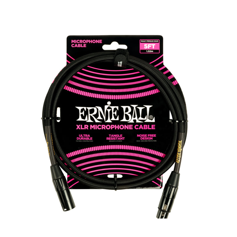 Ernie Ball P06390 Braided XLR Microphone Cable 5ft Black