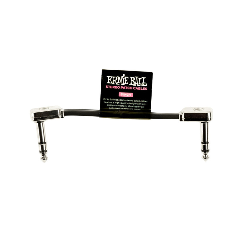 Ernie Ball P06407 Flat Ribbon Stereo Patch Cable 3in Black