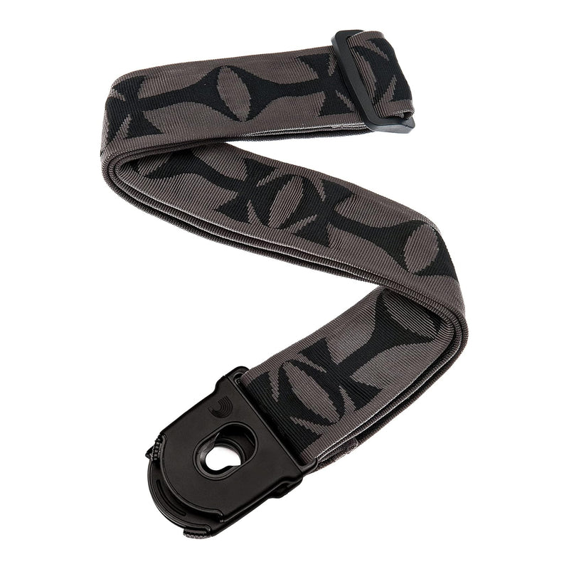 D'Addario 50PLF03 Planet Lock Cross Guitar Strap Black Grey