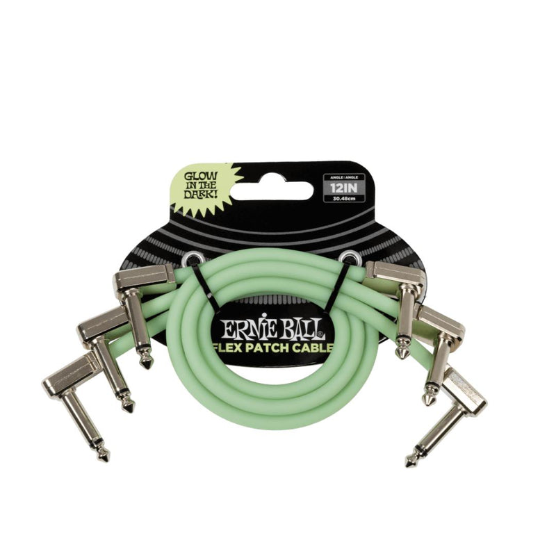 Ernie Ball P06476 Flex Patch Cable 12 Glow in Dark | 3 Pack