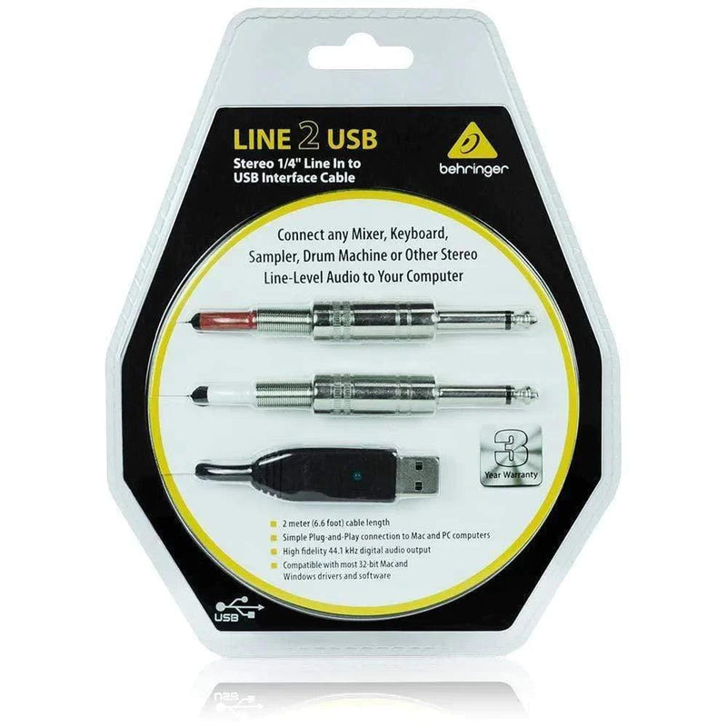 Behringer LINE2USB Stereo 1/4" Line In to USB Interface Cable