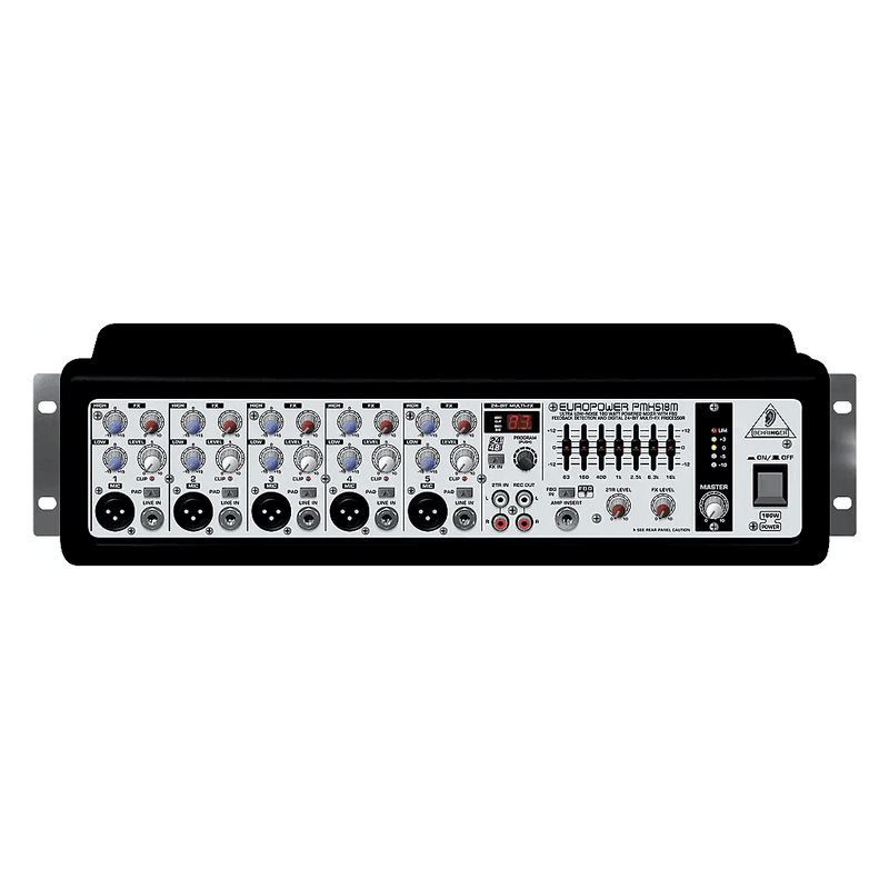 Behringer PMH518M Mixer Powered 5 CH (5 Mono) 1x180W RMS 4Ohms w/ FX and Equalizer
