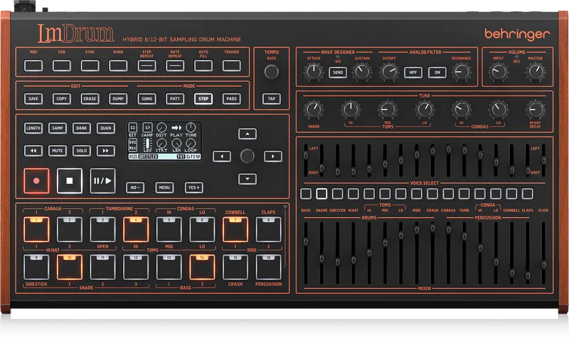 Behringer LM DRUM Classic Hybrid Sampling Drum Machine with 109 Drum Sounds, Sample Recording, 64-Step Sequencer, Wave Designer and Dual-Mode Filter